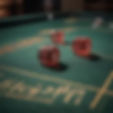 Close-up of dice being thrown on a craps table