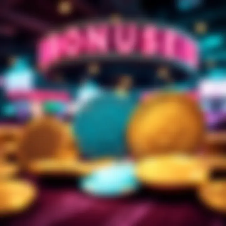 A vibrant illustration of virtual coins representing free bonuses in an online casino environment