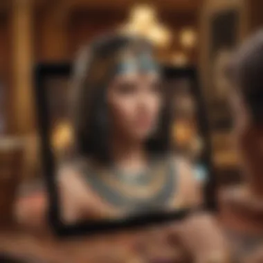 Player engaged in Cleopatra Keno app on a tablet