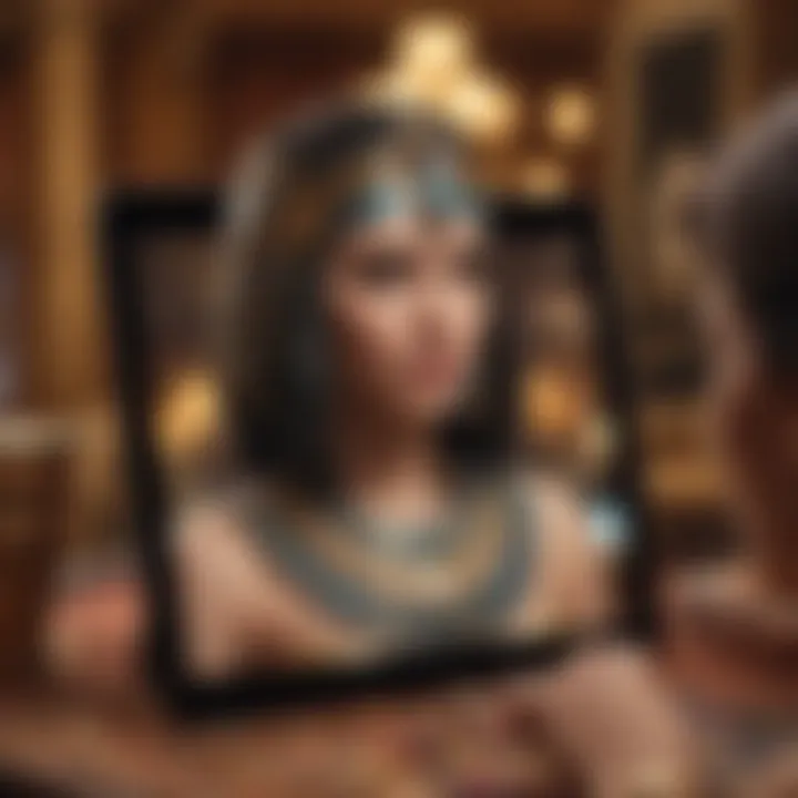 Player engaged in Cleopatra Keno app on a tablet