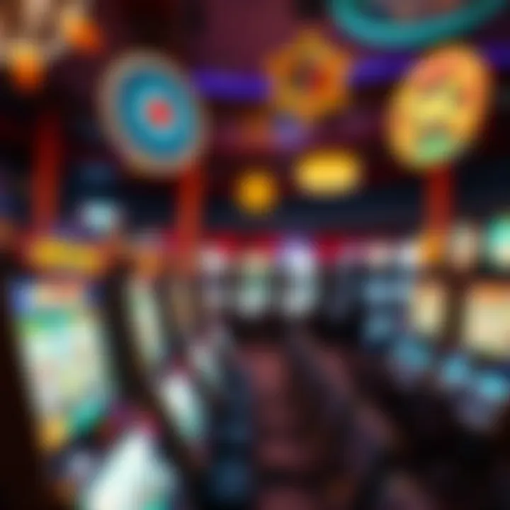 Illustration depicting various types of slot machines in a casino environment