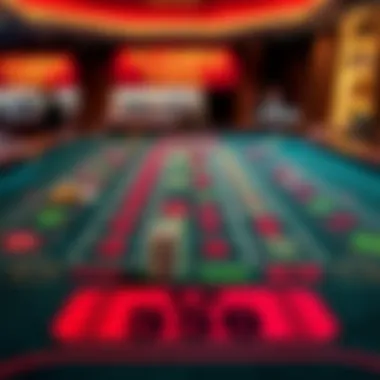 Craps table with vibrant layout and numerous betting options