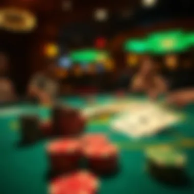 High-Stakes Gameplay at 888poker A dynamic poker table showcasing a variety of cards and chips, representing high-stakes gameplay.