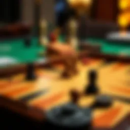 Backgammon board setup with pieces in play