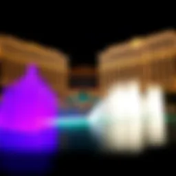 Majestic view of the Bellagio fountains at night