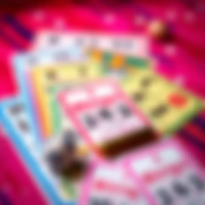 Colorful bingo cards arranged on a vibrant background