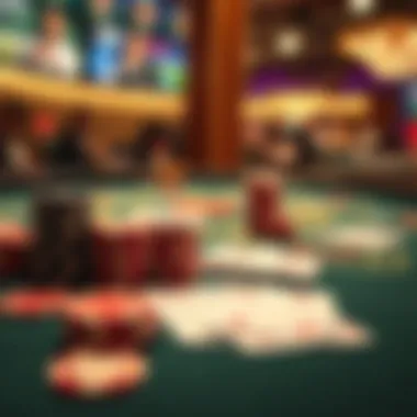 Chips and cards laid out for a blackjack game