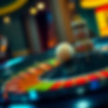 Roulette wheel with spinning ball and vibrant colors