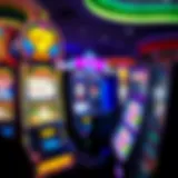 Colorful slot machine with bright lights and symbols