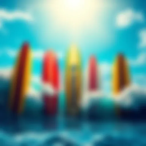 Ocean Backdrop with Surfboards A vibrant ocean backdrop with surfboards