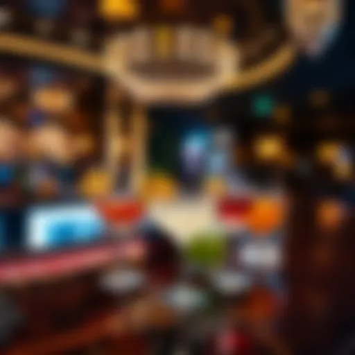 Elegant casino bar showcasing premium drinks