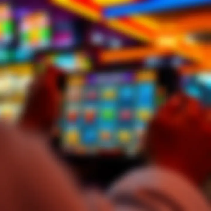 User interacting with a mobile slot game interface