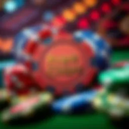 An illustration of vibrant casino chips symbolizing free rewards