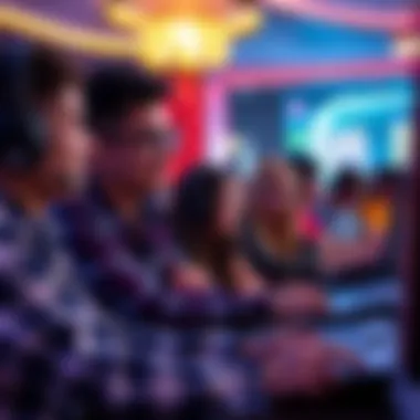 A group of players interacting with each other in a virtual gaming environment