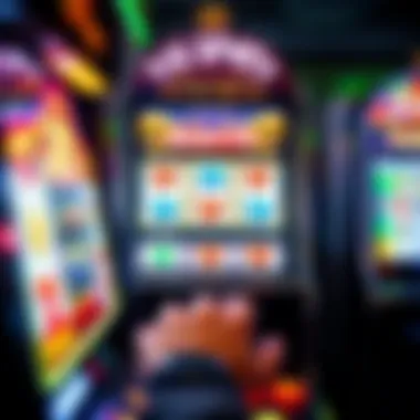 Player's perspective on a slot machine screen