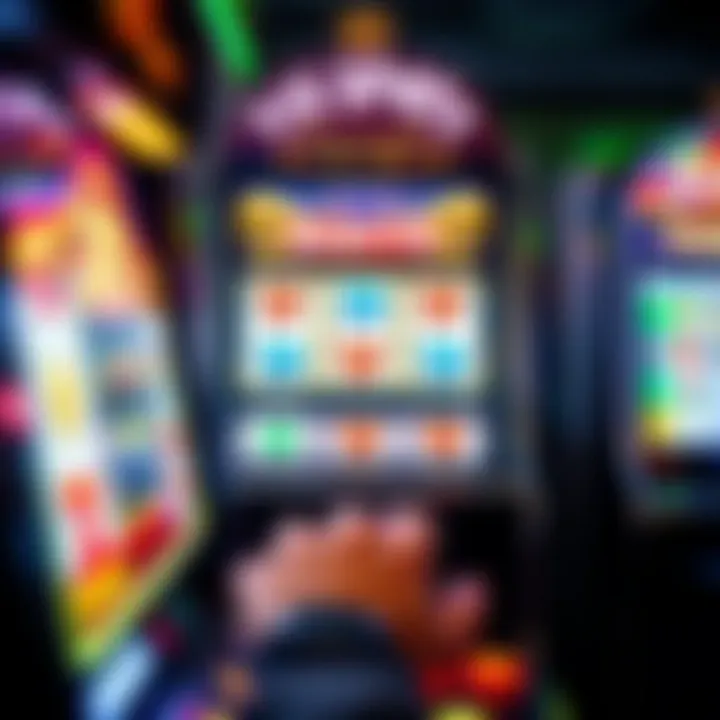 Player's perspective on a slot machine screen
