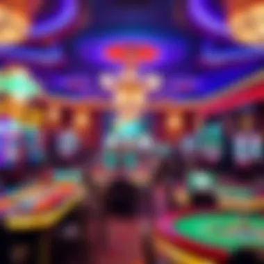 Elegant casino interior showcasing vibrant gaming tables and luxurious decor