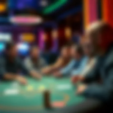 Group of friends enjoying a lively poker game in a stylish lounge