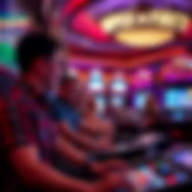 A vibrant scene showcasing gaming activities at Harrah's properties