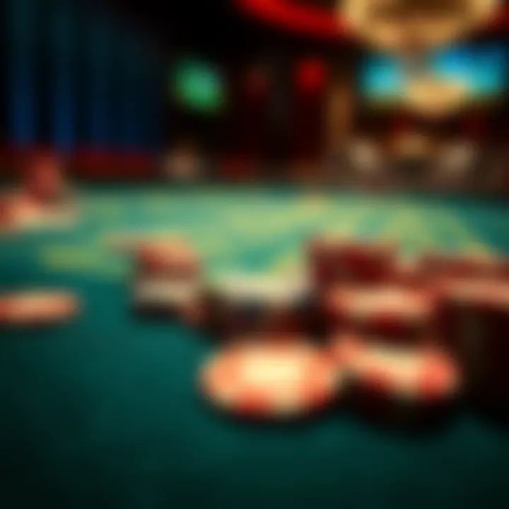 Close-up of casino chips on a felt table