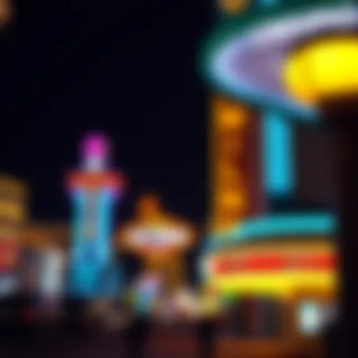 Neon signs illuminating the Las Vegas strip at night