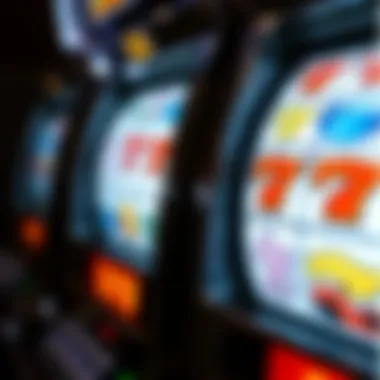 Close-up of classic slot machine reels showcasing iconic symbols