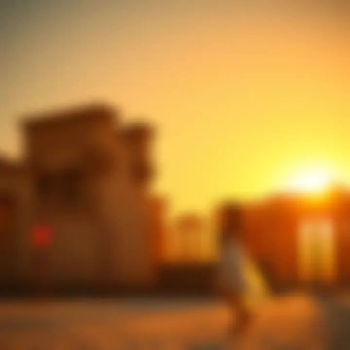 Karnak Temple at Sunset The magnificent Karnak Temple complex bathed in golden sunlight