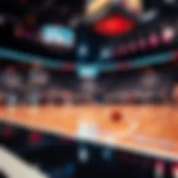 Basketball court during a March Madness game