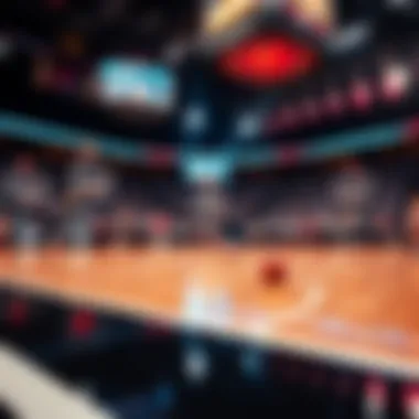 Basketball court during a March Madness game