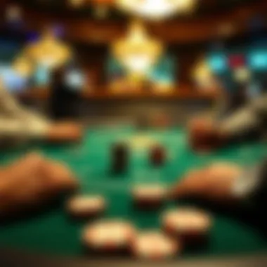 A close-up of gaming strategies in action on a poker table.