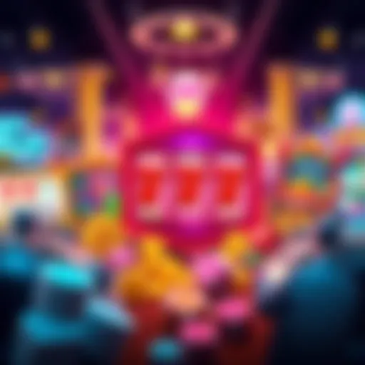 A vibrant illustration showcasing a variety of online slot games with low deposit options