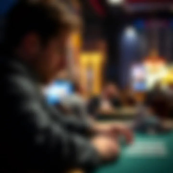 A thoughtful player analyzing their next move in an online poker game