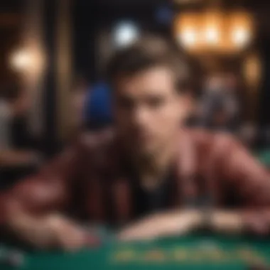 A close-up of a poker player's intense focus during a game