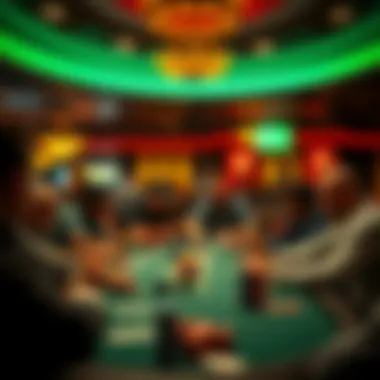 A competitive atmosphere in a busy poker tournament