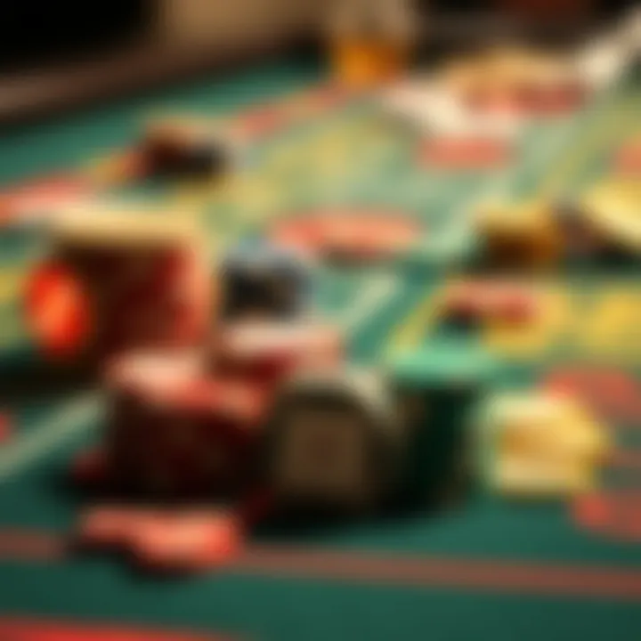 Variety of craps table accessories including chips and dice