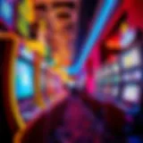 Vibrant colors and lights of a Las Vegas casino slot area