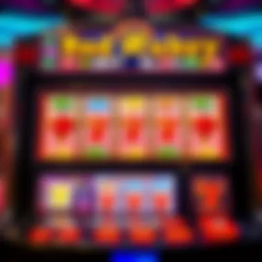 Gameplay screen of the Red Ruby Slot Machine displaying active reels and symbols