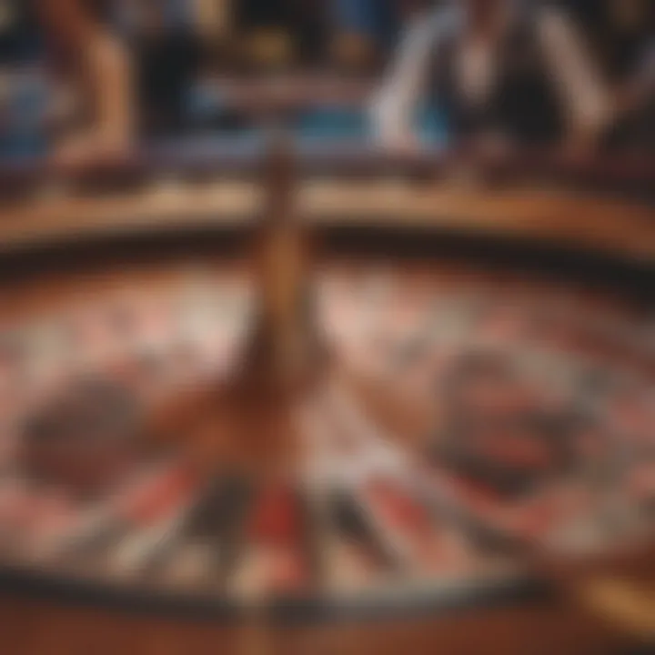 A roulette wheel in a vibrant casino environment