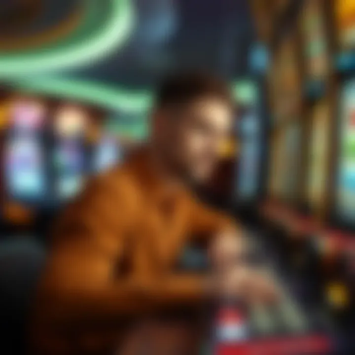 Strategic Slot Gaming A strategic player contemplating their next move at a slot machine