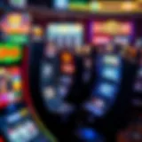 Diverse Slot Machines Showcase A vibrant display of various slot machines in a casino setting