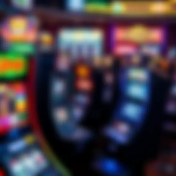 Diverse Slot Machines Showcase A vibrant display of various slot machines in a casino setting