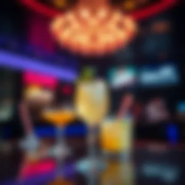An artistic cocktail presentation at a Las Vegas club, highlighting mixology craftsmanship