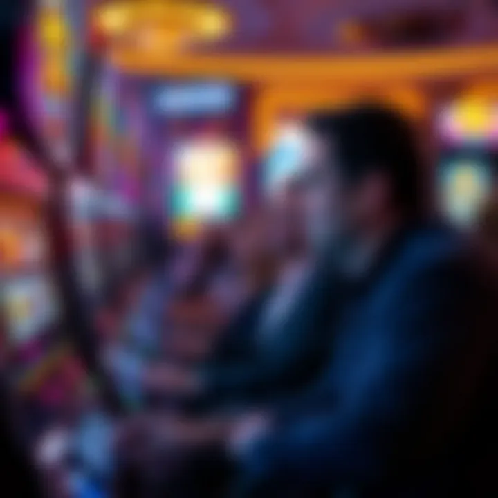 Close-up of a player engaging with slot reels