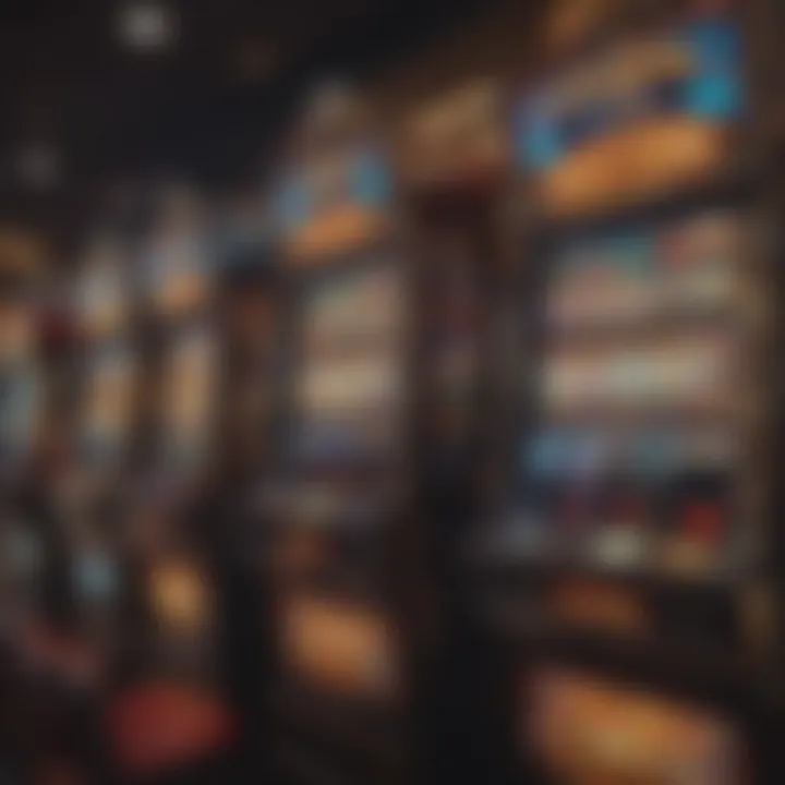 A vibrant display of various coin mania slot machines lined up in a casino.