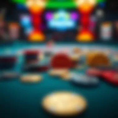 A close-up of colorful free coins scattered across a gaming table