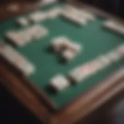 A traditional mahjong table set with tiles ready for a game