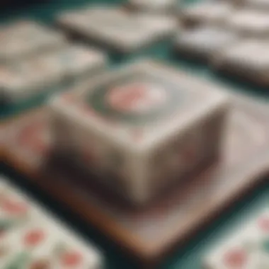 Close-up of mahjong tiles showcasing intricate designs