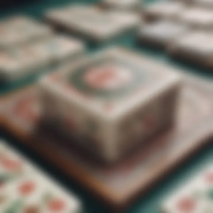 Close-up of mahjong tiles showcasing intricate designs