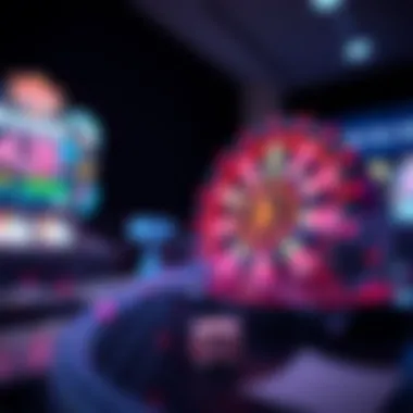 An abstract visualization of blockchain technology intertwined with gaming elements