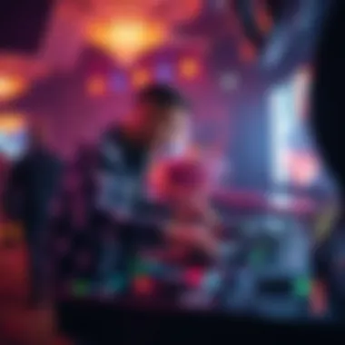 A DJ spinning records in a lively club setting